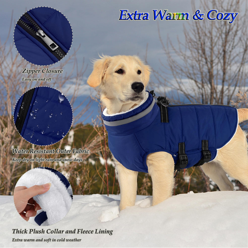 Dogcheer warm fleece-lined coat keeps dogs cozy in chilly outings.