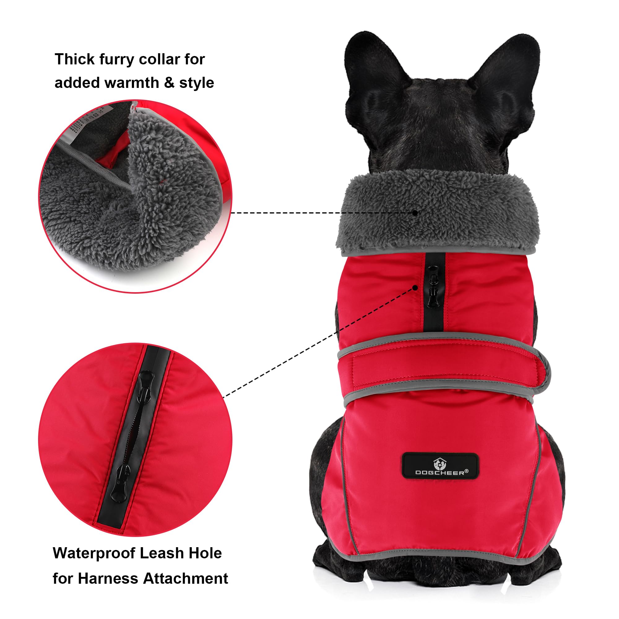 Dogcheer warm fleece lining coat keeps dogs cozy on cold days