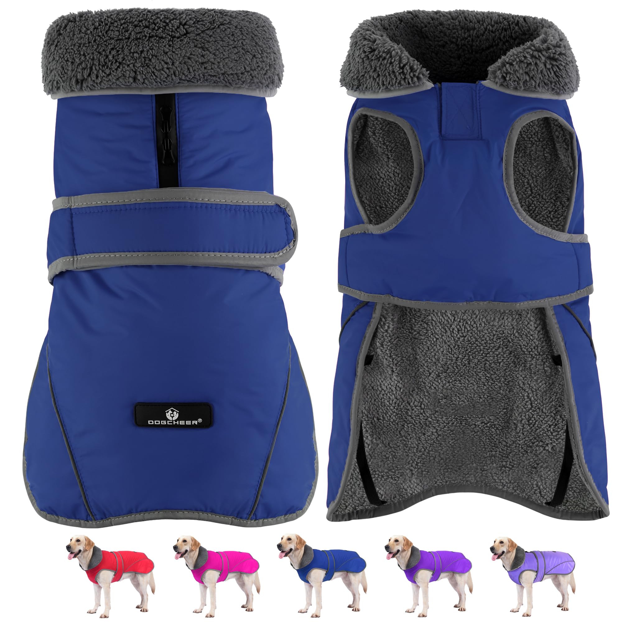 Dogcheer waterproof dog coat blue on dog protects against light rain and mud