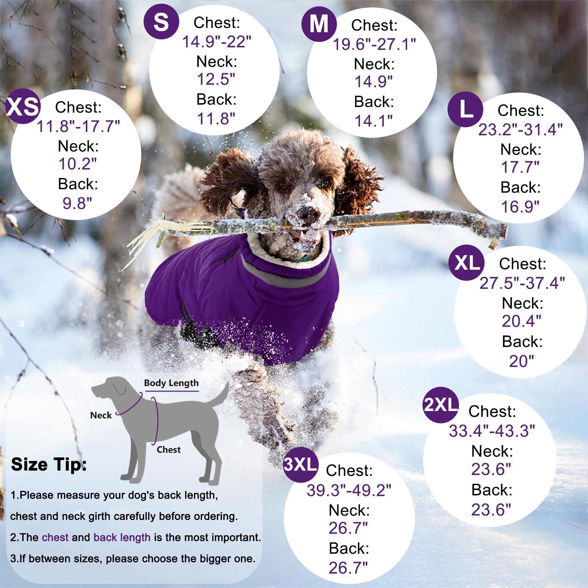 Dogcheer waterproof jacket with fleece lining for dry, warm dogs.