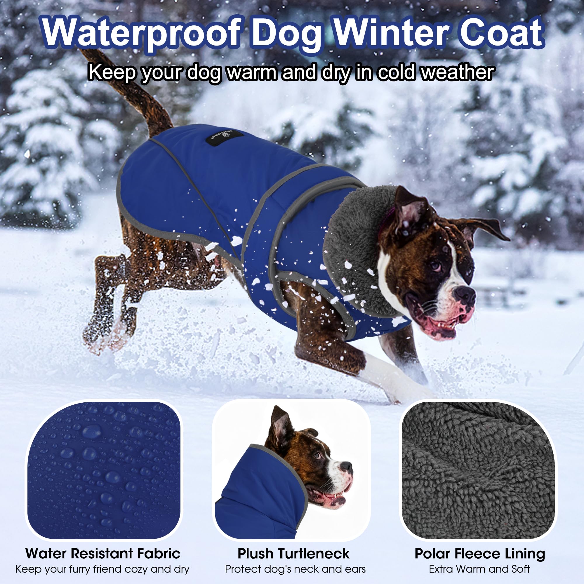 Dogcheer windproof dog jacket blue shields from chilly gusts