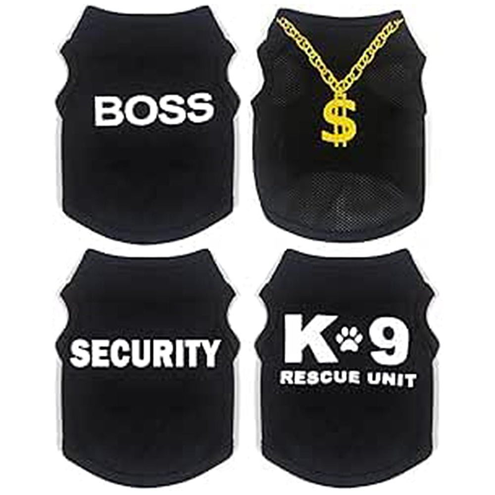 Dogclothes small black security shirt front view for comfortable everyday wear