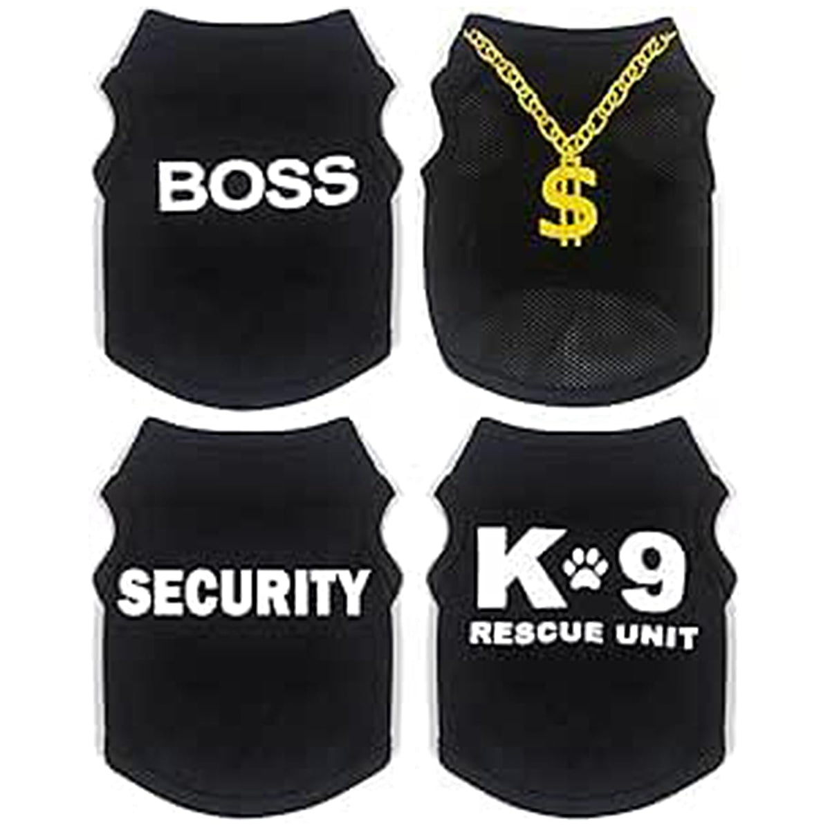 Dogclothes small black security shirt front view for comfortable everyday wear