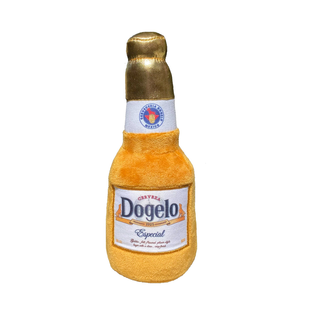 Dogelo plush bottle toy with squeaker for interactive play and laughter