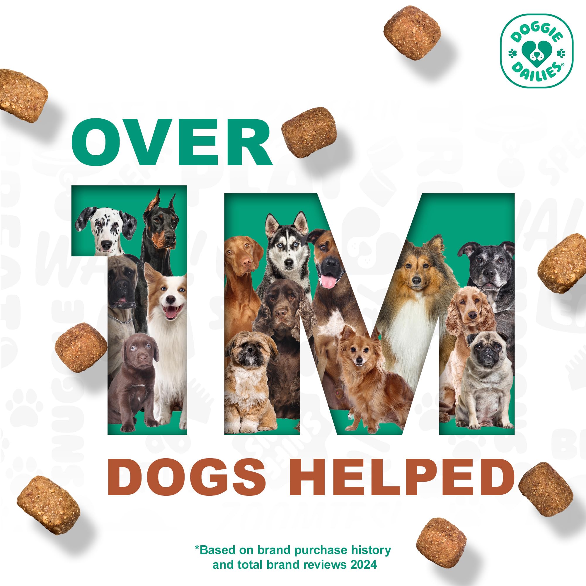 Doggie Dailies aging-dog soft chews shown being offered