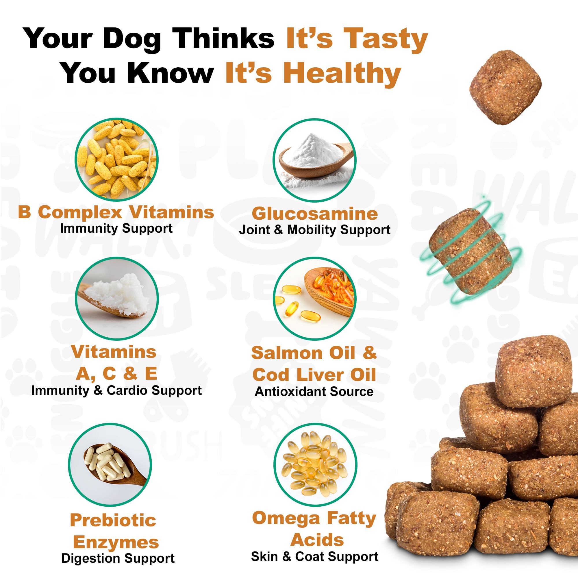 Doggie Dailies bowl with chews suggests convenient daily habit