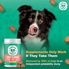 Doggie Dailies Cranberry bacon-flavored chews shown for easy feeding.