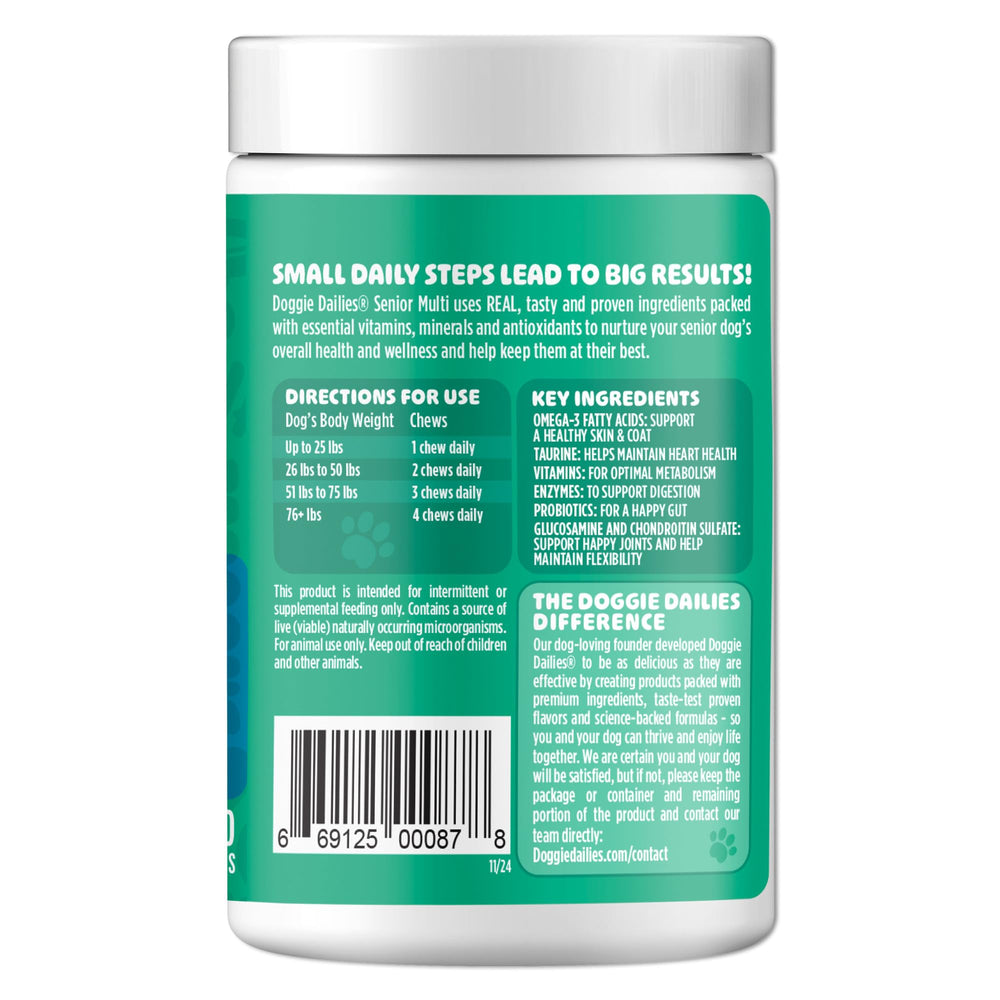 Doggie Dailies heart brain eyes nutrition image suggesting cognitive and organ support