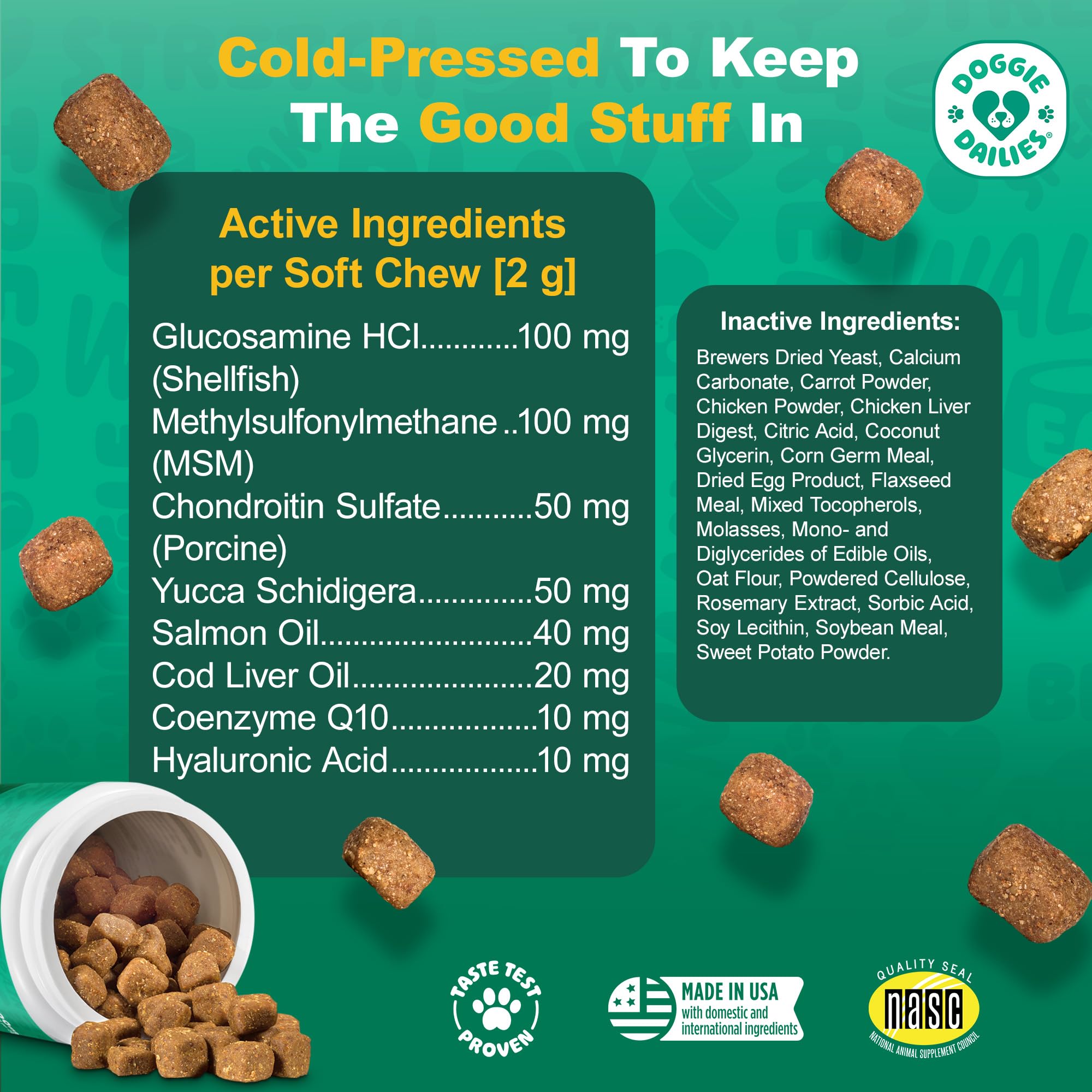 Doggie Dailies NASC seal logo—quality joint supplement.