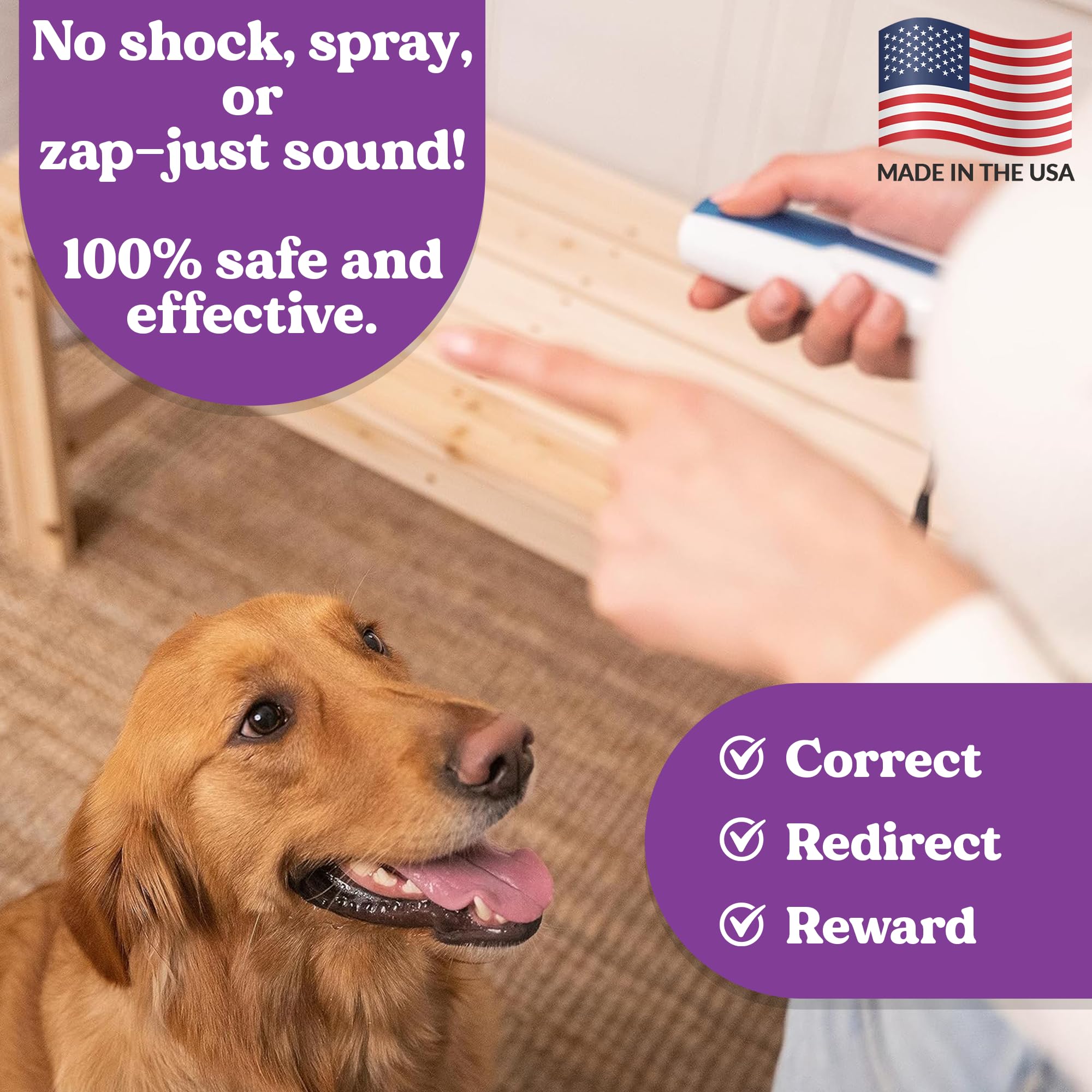 Doggie Don’t handheld training device on a walk deters reactive barking