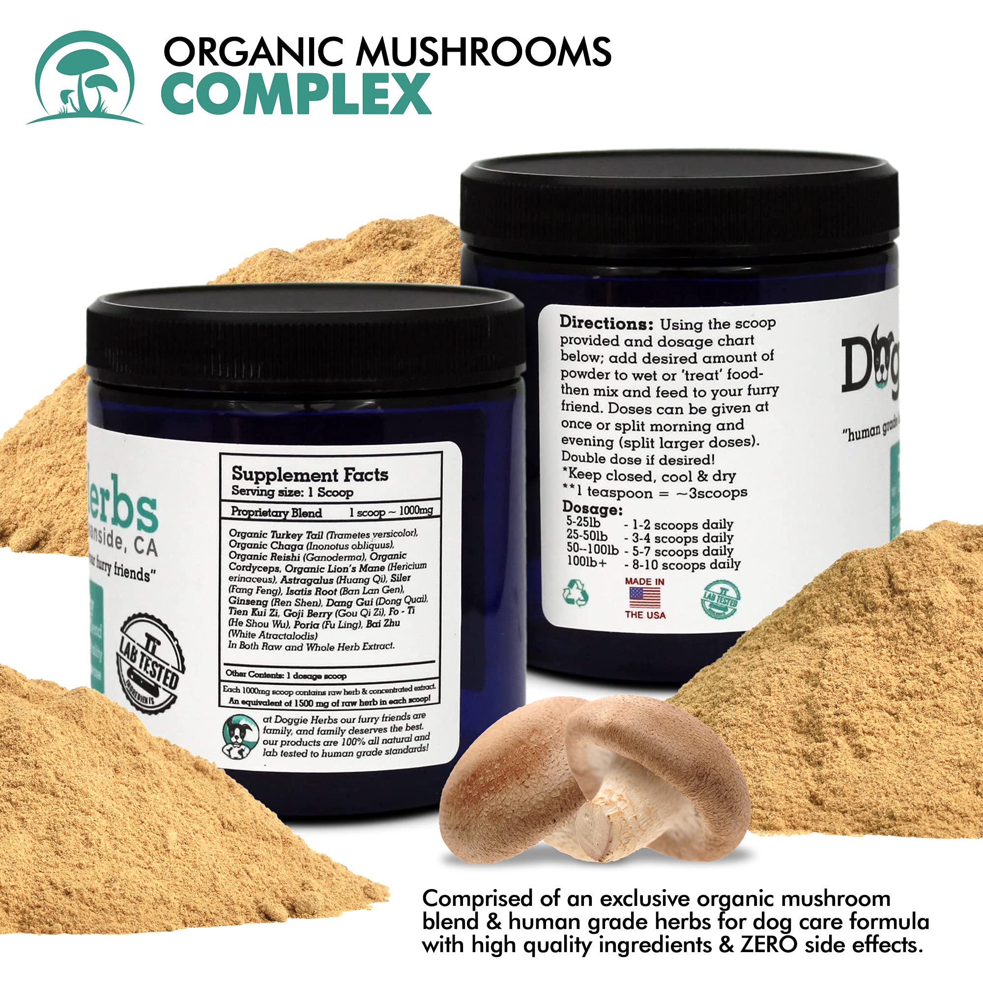 Doggie Herbs Immunity Powder Jar ready to mix into meals for daily wellness