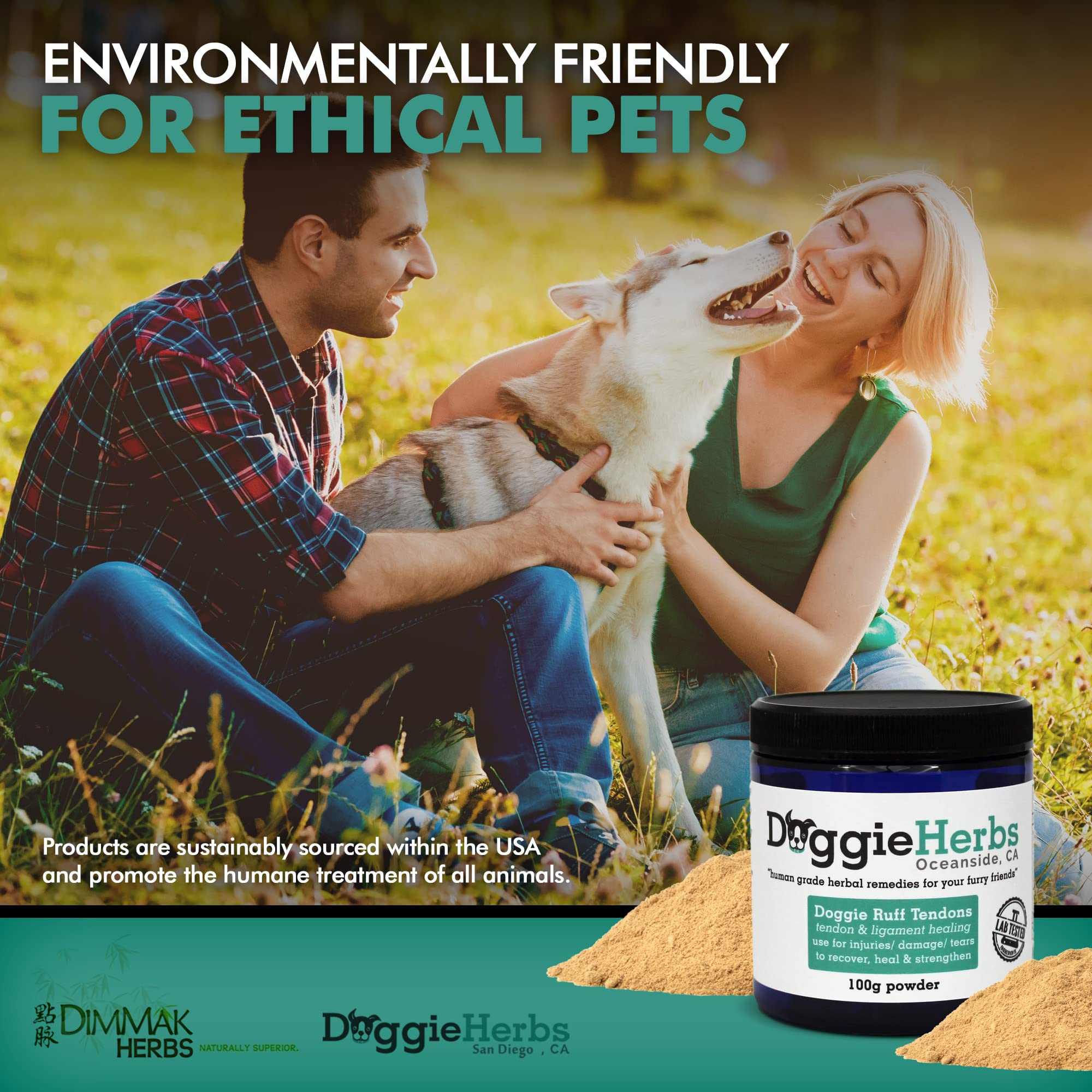 Doggie Herbs meal-mixing setup shows simple daily regimen for joint support.