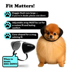 Doggie Hush calming-fit close-up demonstrating secure, gentle contact for anxious dogs