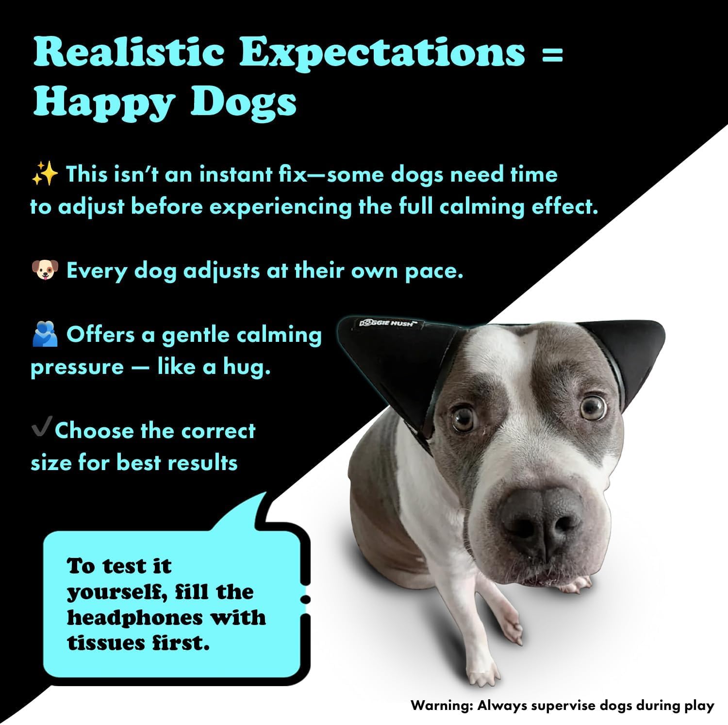 Doggie Hush Pro ideal for fireworks, thunderstorms, grooming, or vet visits.