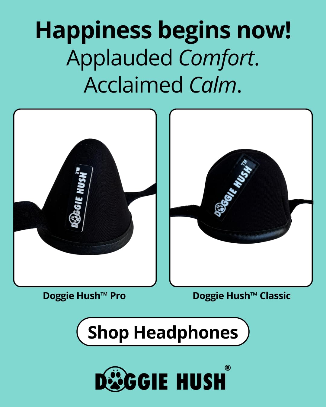 Doggie Hush Pro secure-fit adjustable straps stay in place during use.