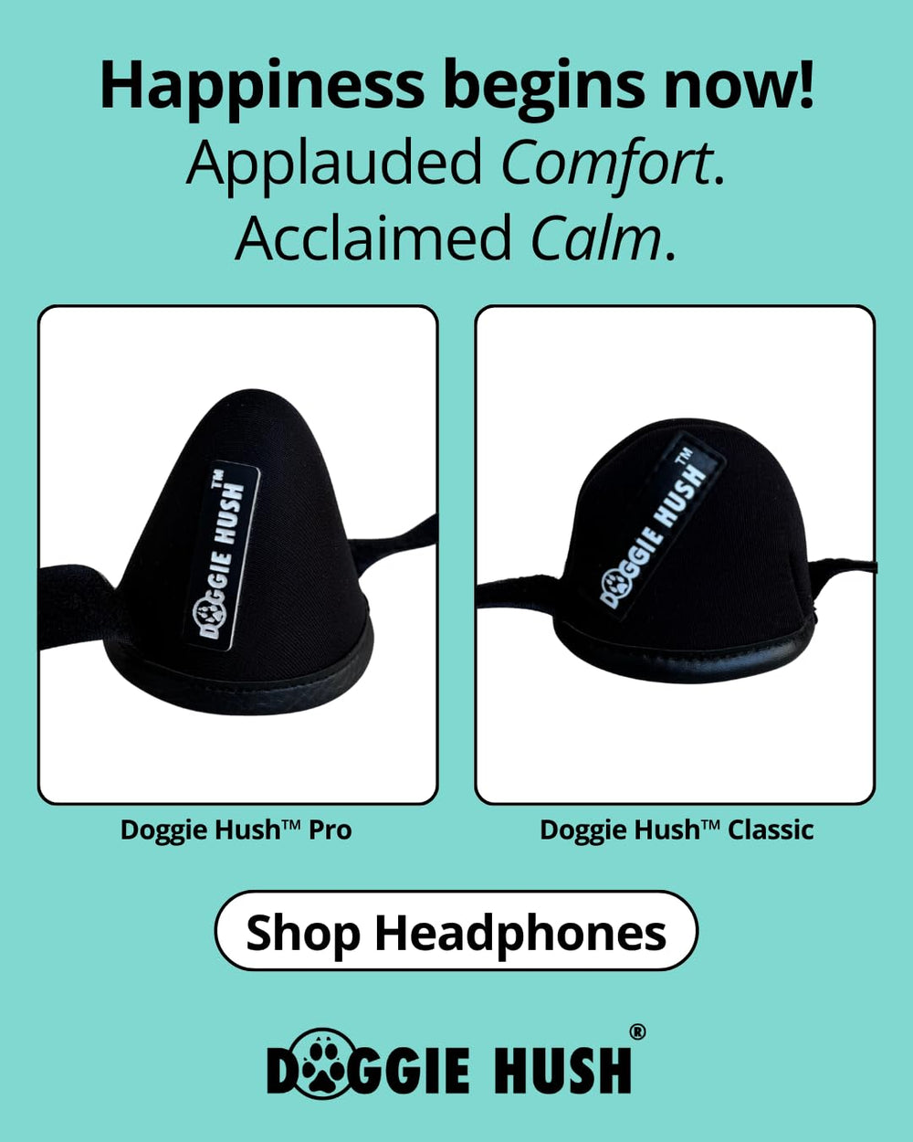 Doggie Hush Pro secure-fit adjustable straps stay in place during use.