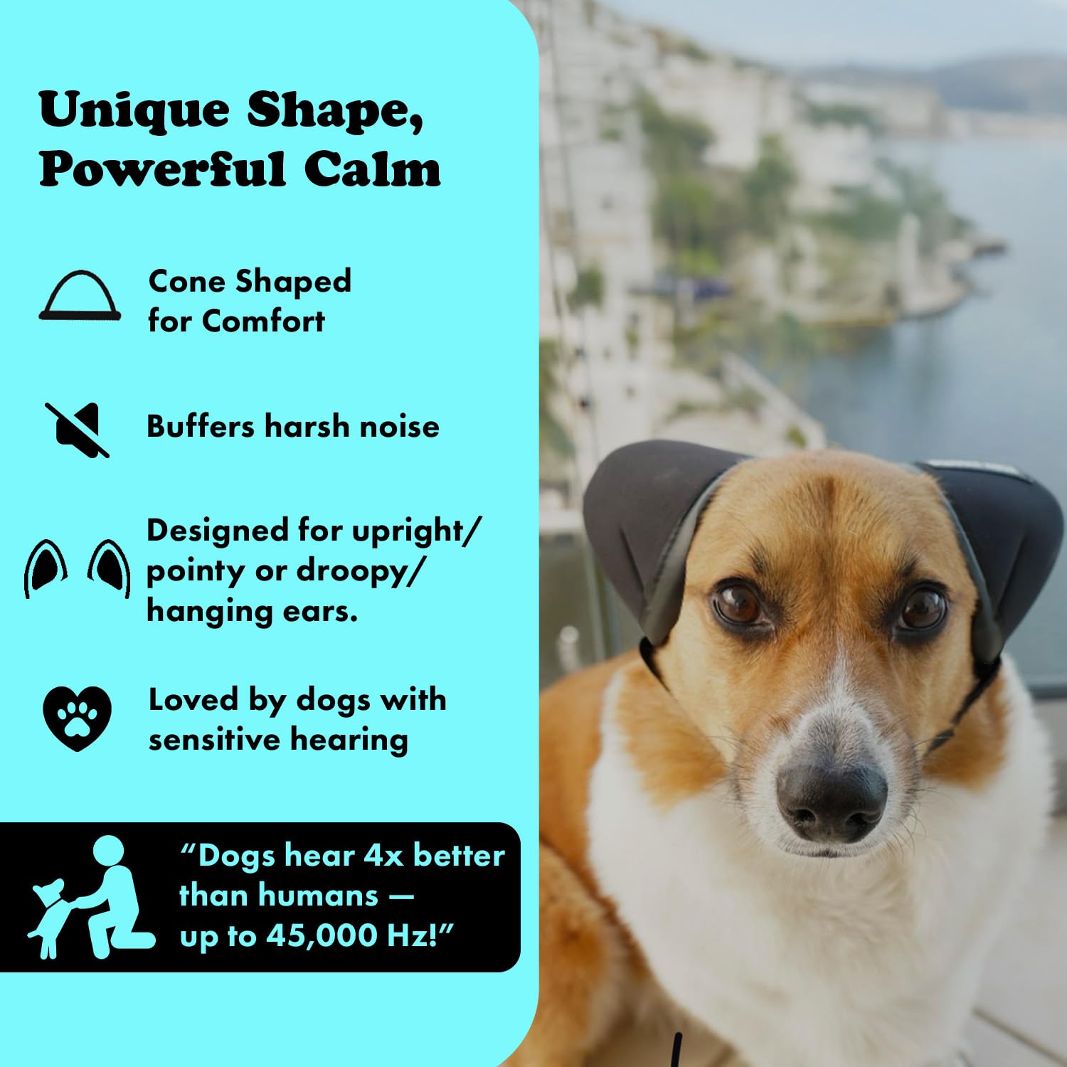 Doggie Hush size-chart usage visualization helps choose the right fit