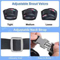 DoggieKit adjustable snout and neck strap ensures a secure, comfortable fit