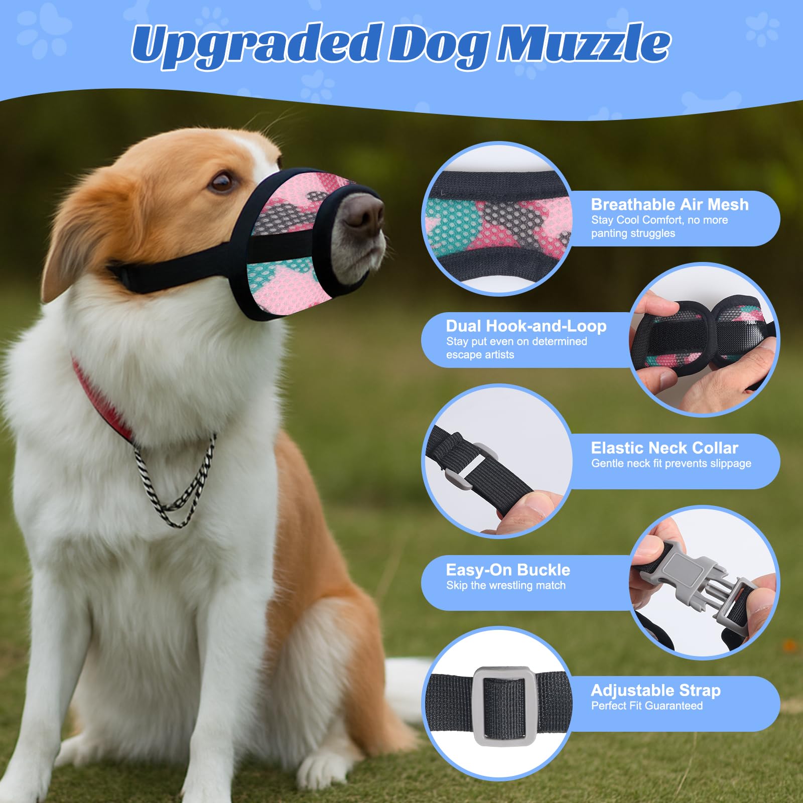 DoggieKit breathable air mesh muzzle keeps dogs comfortable during play and training