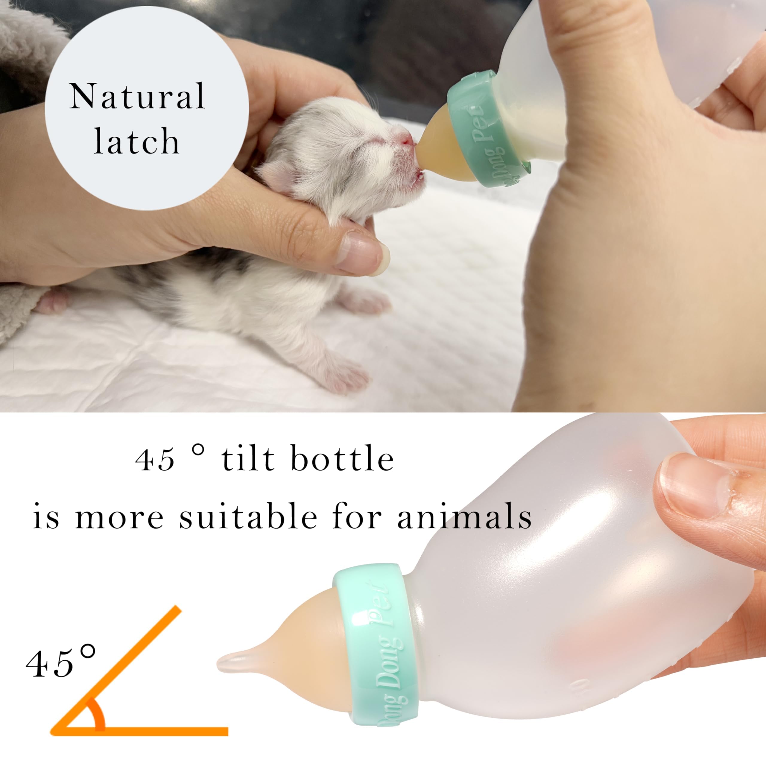 Doggiema kittens bottle nipples varieties for ages from birth to weaning, ensuring gentle milk flow.