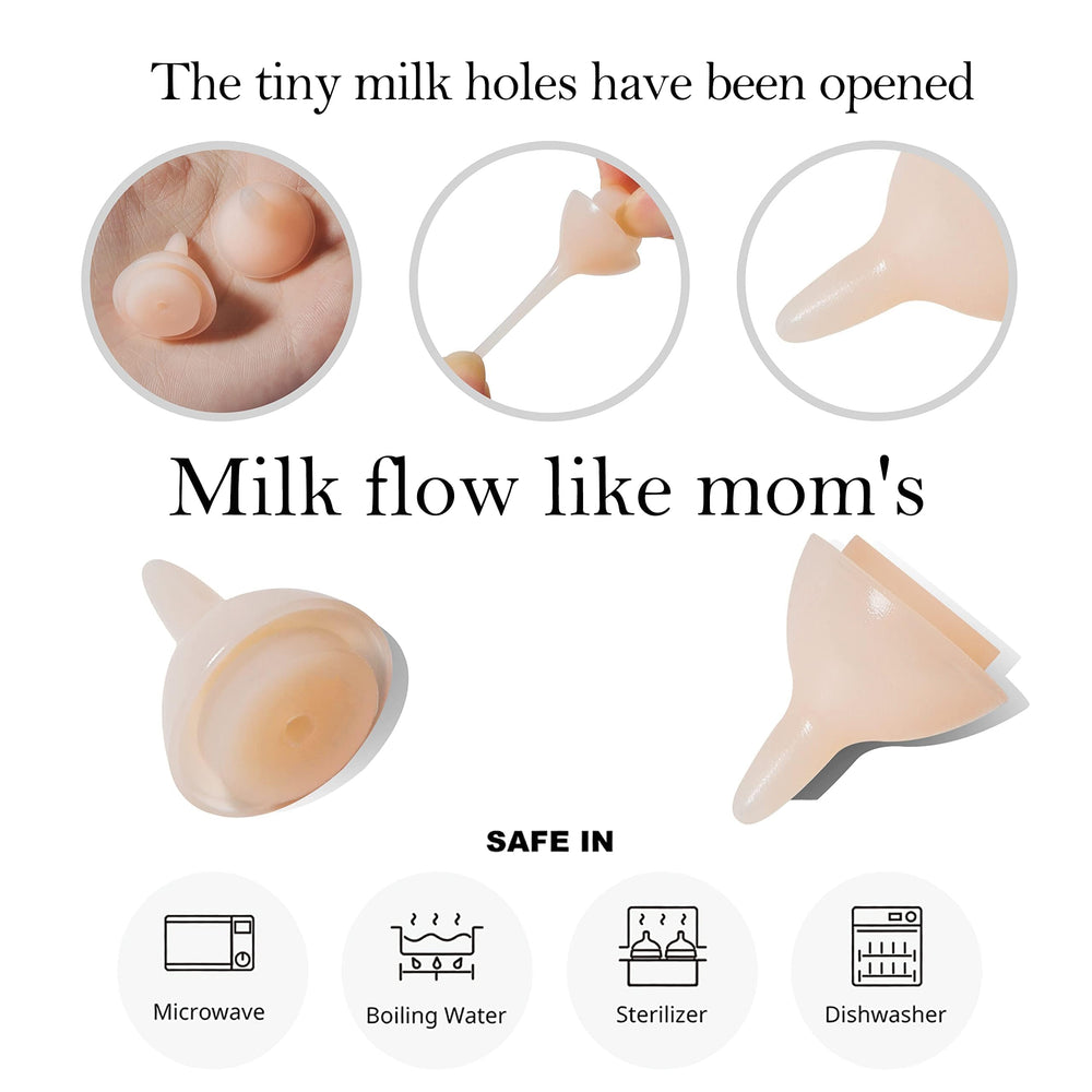 Doggiema nipple with pre-made hole enables consistent flow control.