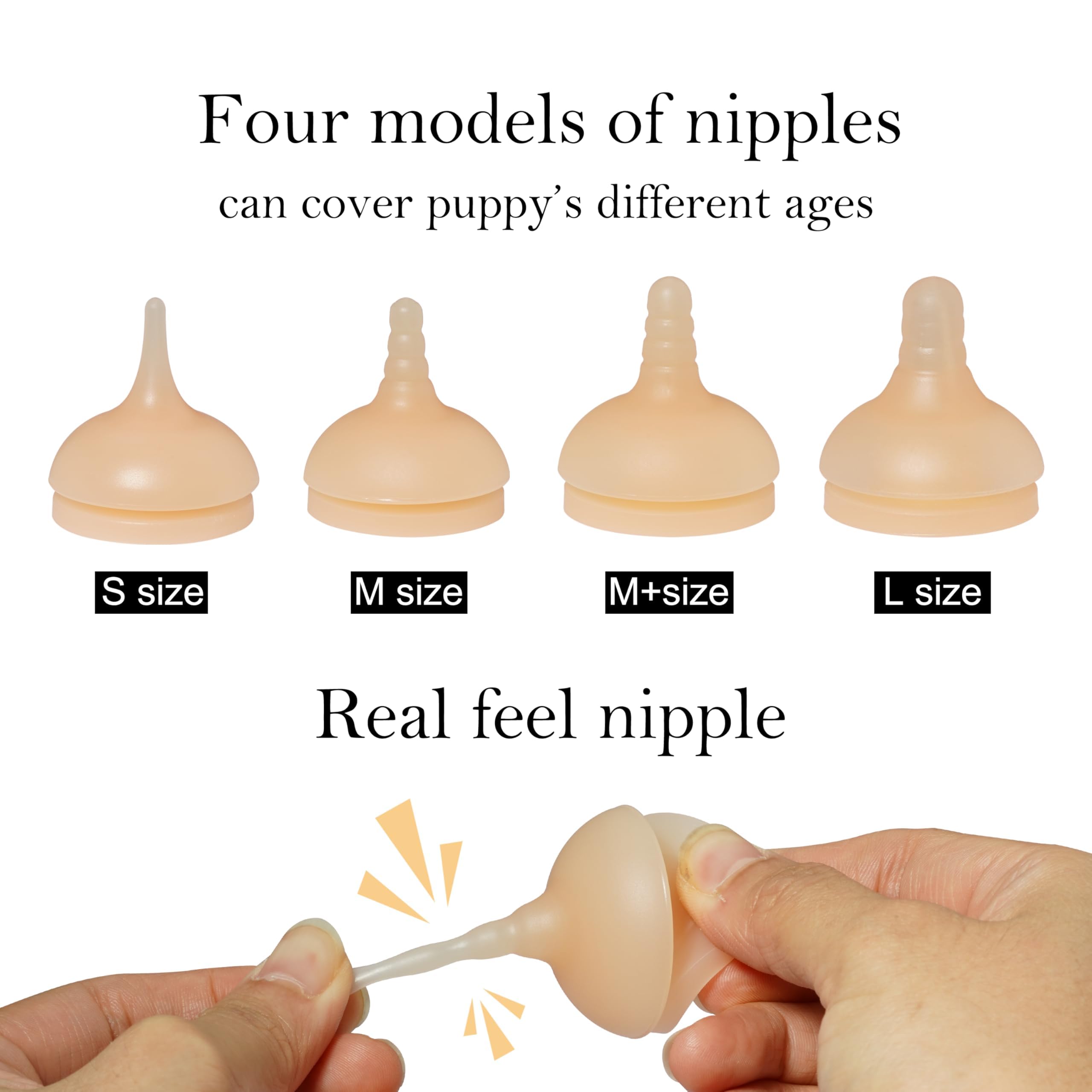 Doggiema Puppy Feeder Bottle nipples three sizes accommodate growing puppies for gentle nourishment