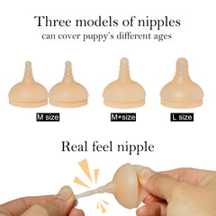 Doggiema silicone nipple set offers ages from birth to weaning for flexible feeding.