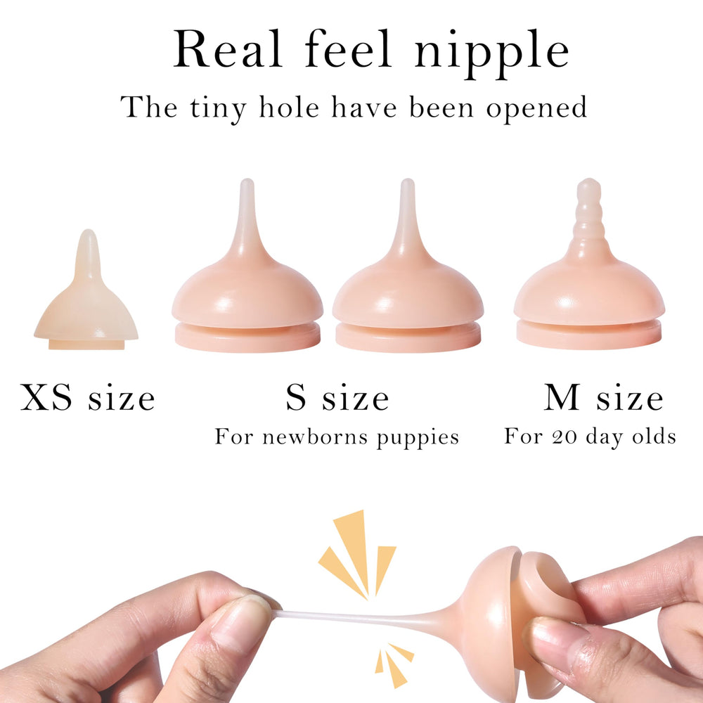 Doggiema nipple XS for newborn puppies supporting natural suckling.