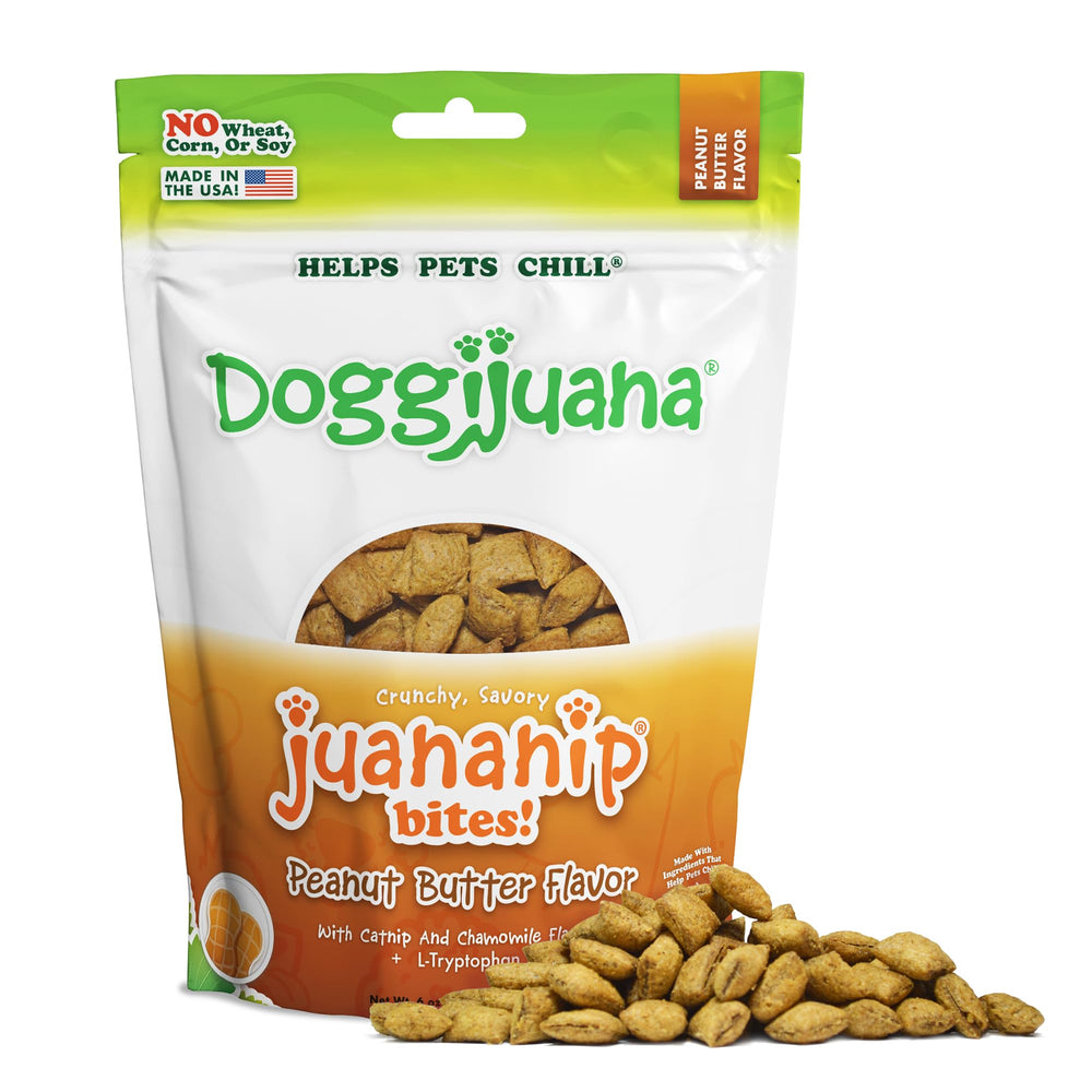 Doggijuana calming dog treats peanut butter pouch for on the go use