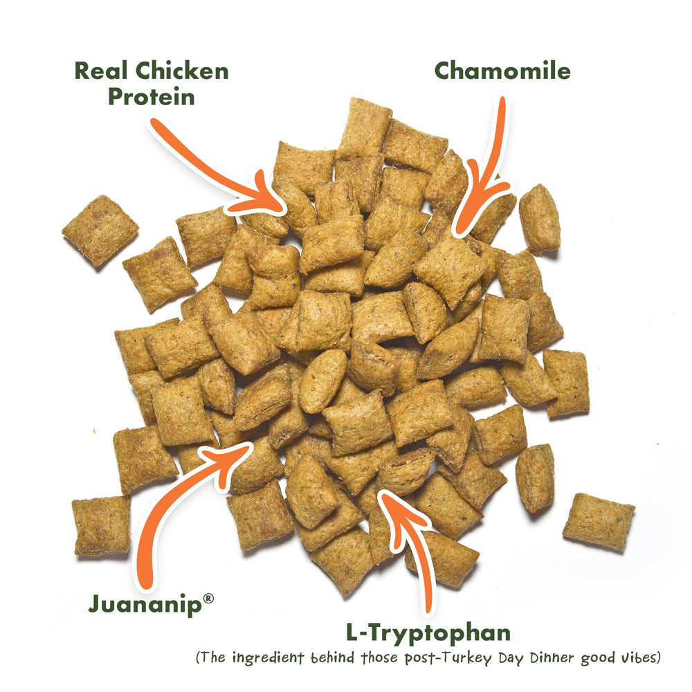 Doggijuana calming treats peanut butter bag open showing contents