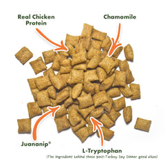 Doggijuana calming treats peanut butter bag open showing contents