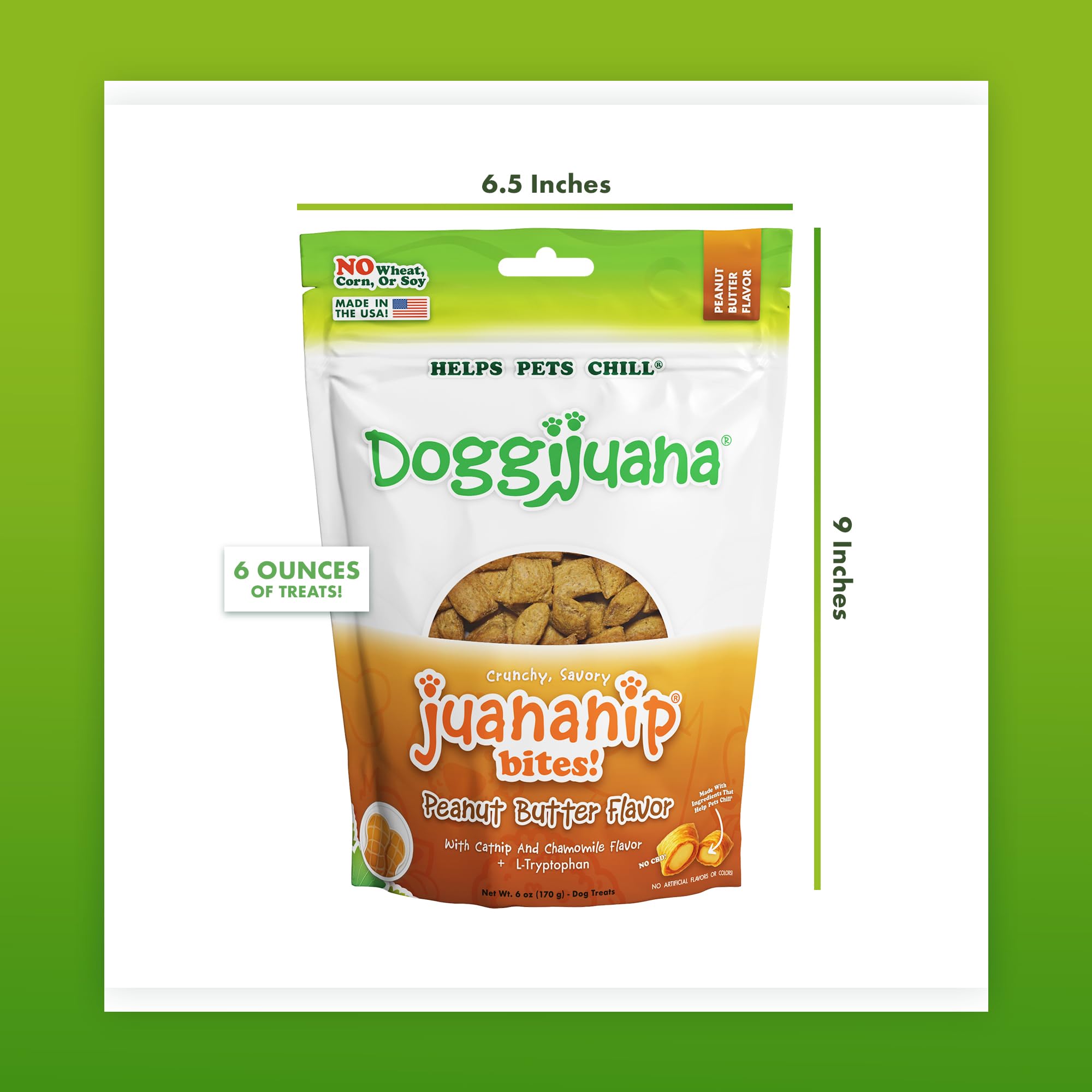 Doggijuana peanut butter flavor label on packaging
