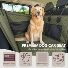 DOGGO Selection non-slip back-seat extender green prevents pet movement for smooth drives.