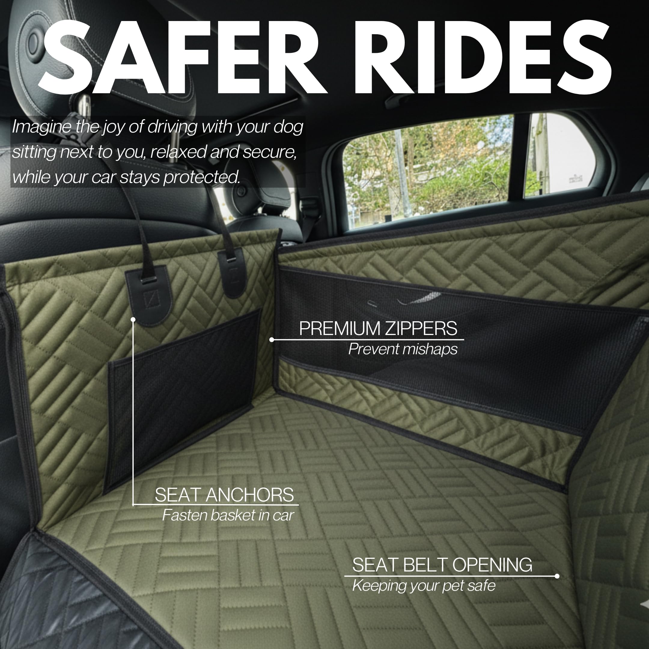 DOGGO Selection passenger-friendly design green allows traveling with your dog beside you.