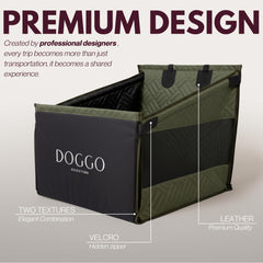 DOGGO Selection safety belt integration green adds extra protection for focused driving.