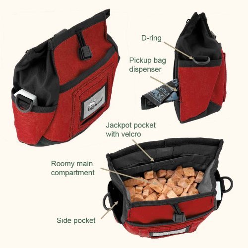 Doggone Good Rapid Rewards bag front and side pockets with waste bag dispenser.