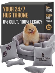 Doggy Affairs HandMade Chesterfield velvet throne front view shows regal luxury and comfort.