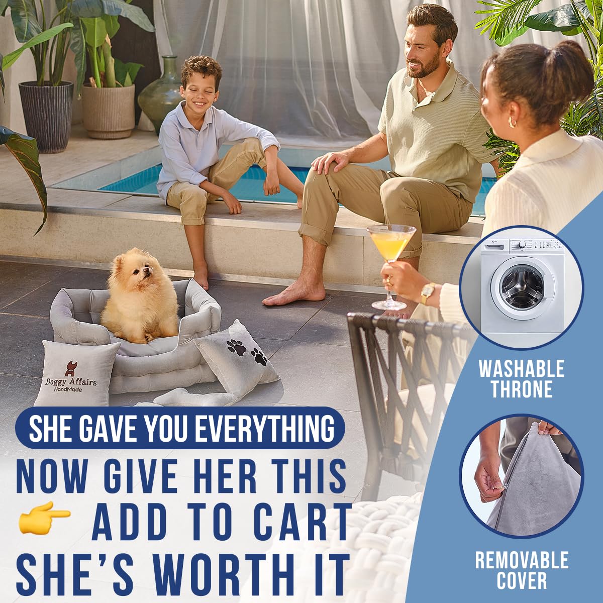 Doggy Affairs HandMade eco-friendly fill from recycled bottles delivers sustainable comfort.