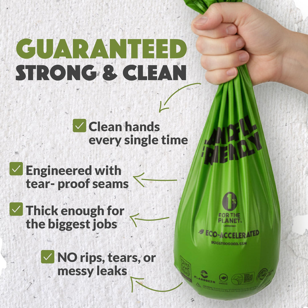 Doggy Do Good eco-accelerated formula reduces landfill persistence.