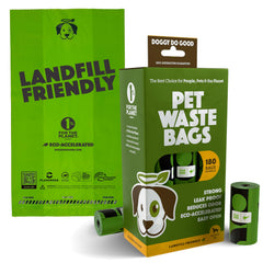 Doggy Do Good landfill-friendly poop bags packaging for eco-friendly cleanup.