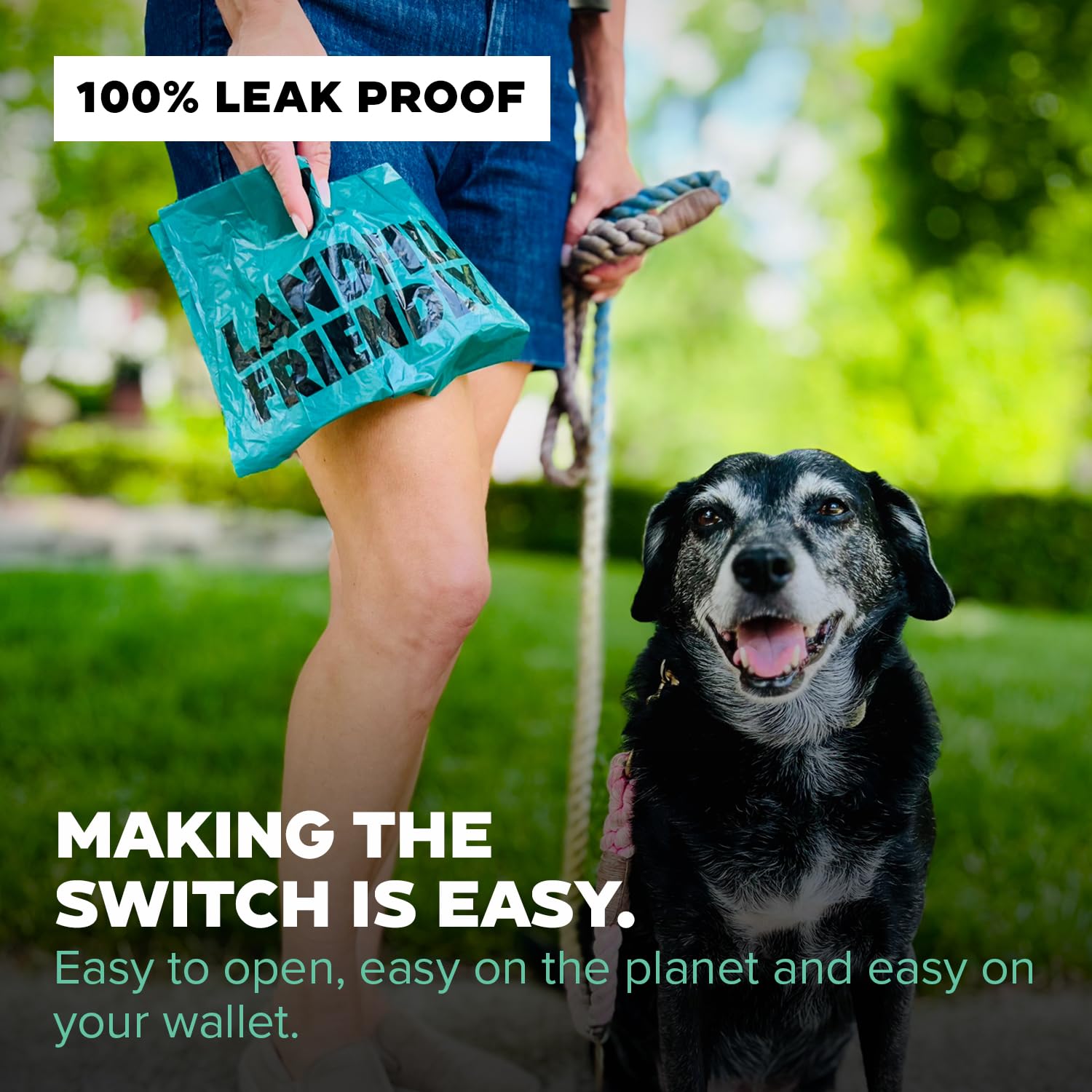 Doggy Do Good 65-percent post-consumer plastic composition promotes recycled plastic reuse.