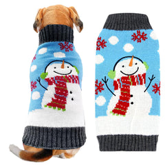 DOGGYZSTYLE blue snowman dog sweater for festive style and cozy winter wear.