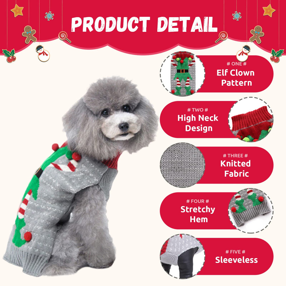 DOGGYZSTYLE Dog wearing sweater demonstrates easy on/off and comfortable sizing.
