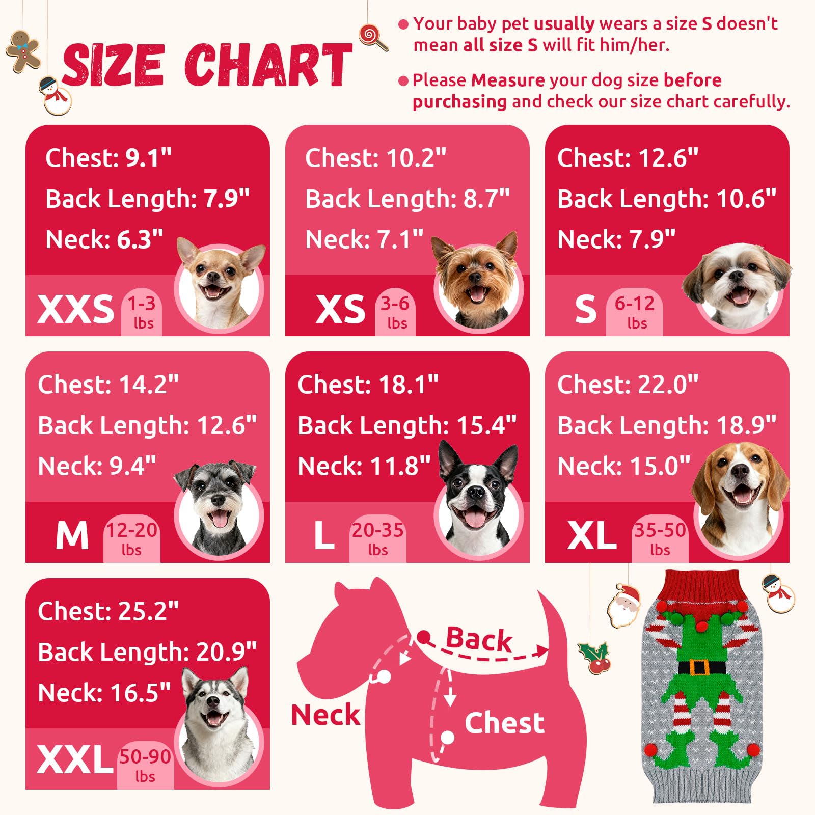 DOGGYZSTYLE Size-chart guide image with measurements helps choose proper fit.