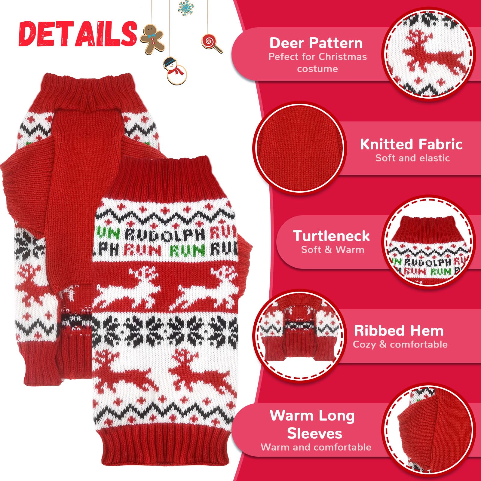 Doggyzstyle turtle neck warm dog sweater adds warmth on cold days.