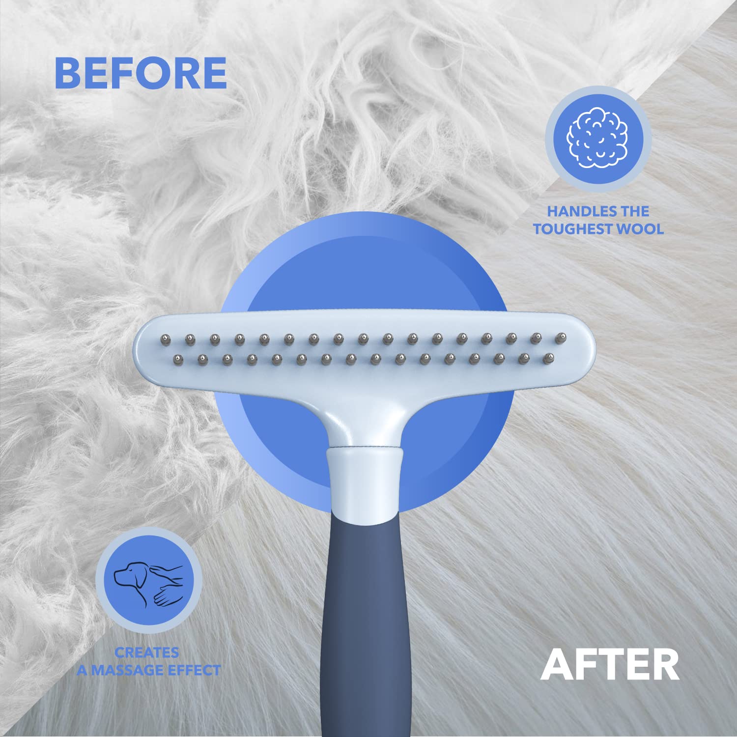 DOGI contoured, non-slip silicone handle for a secure grip during brushing.