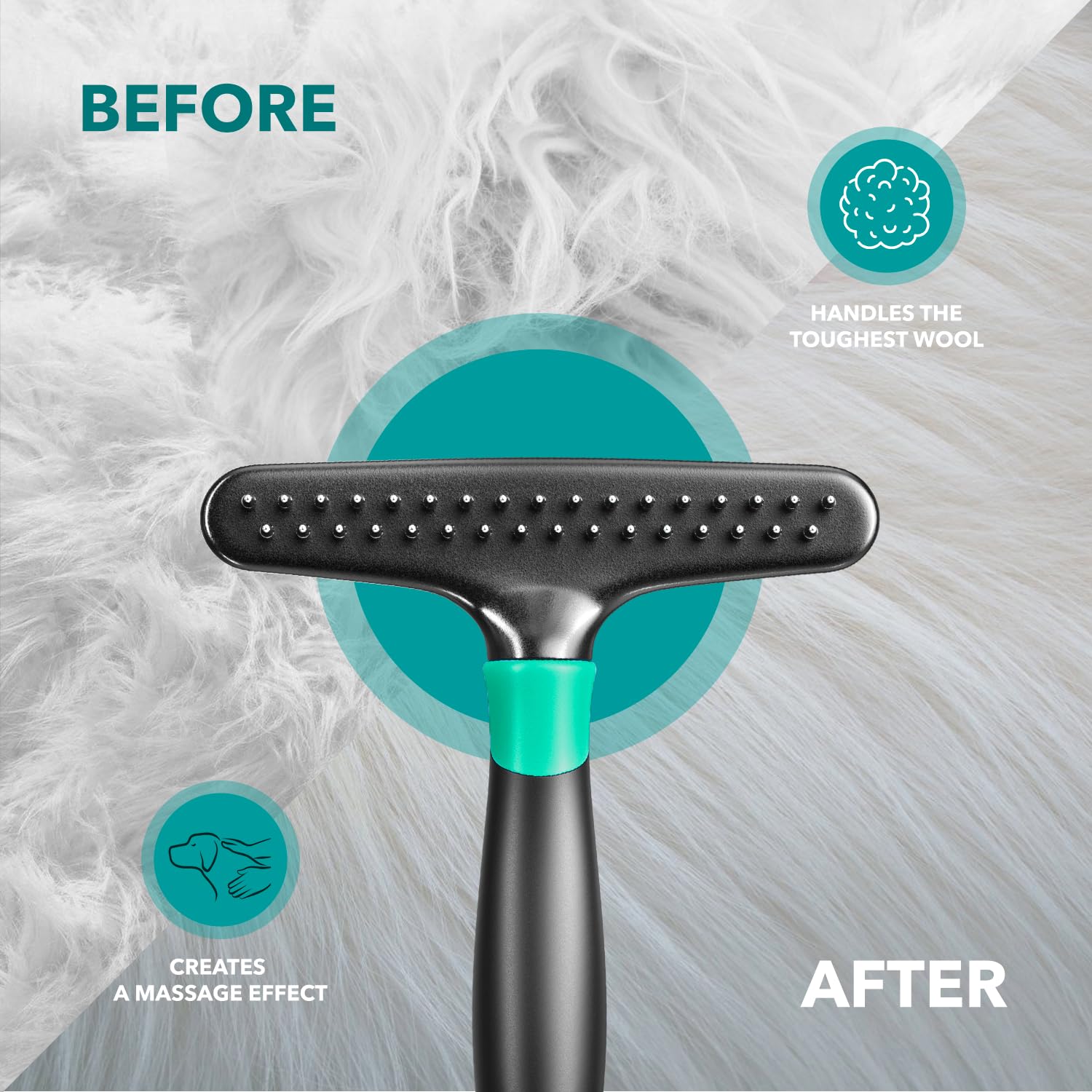 DOGI Deshedding Brush shown at home and in car for convenient grooming.
