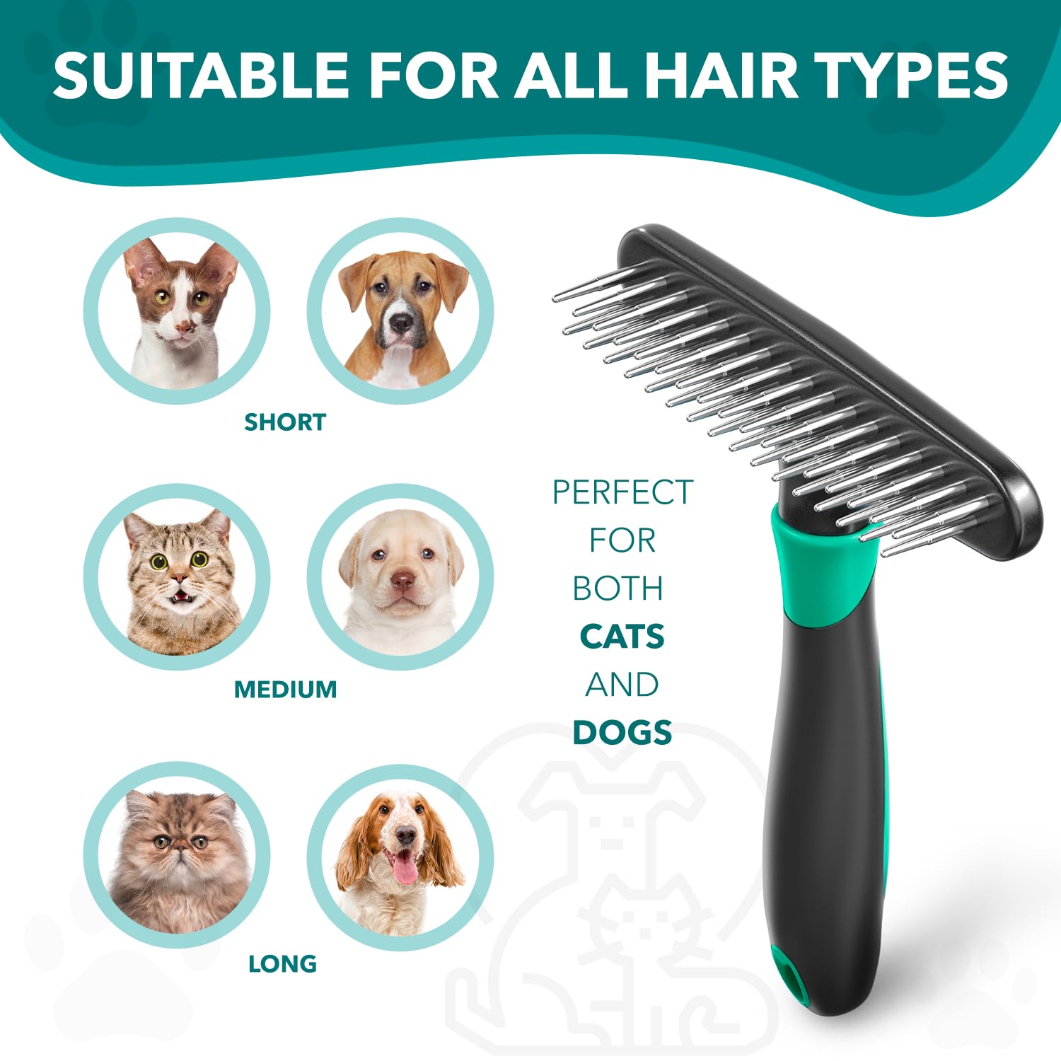 DOGI Deshedding Brush stainless pins close-up highlighting durability.