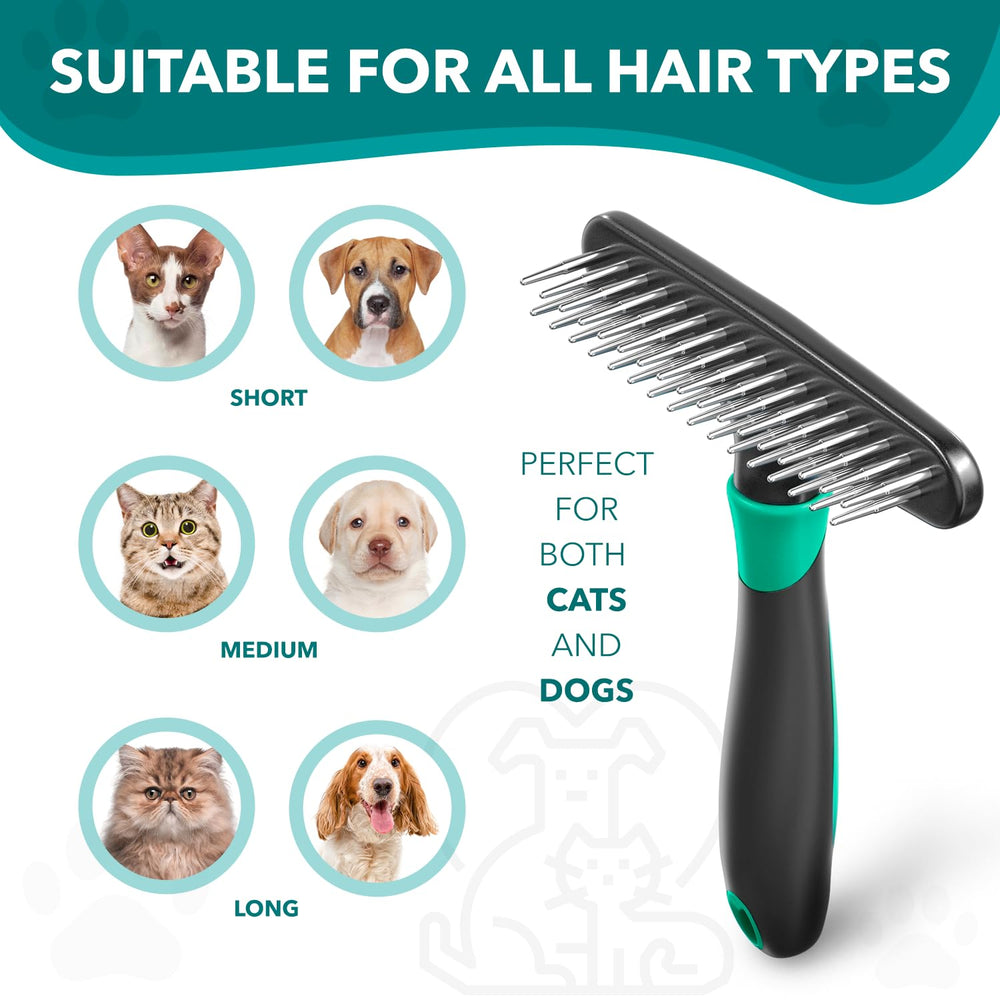 DOGI Deshedding Brush stainless pins close-up highlighting durability.