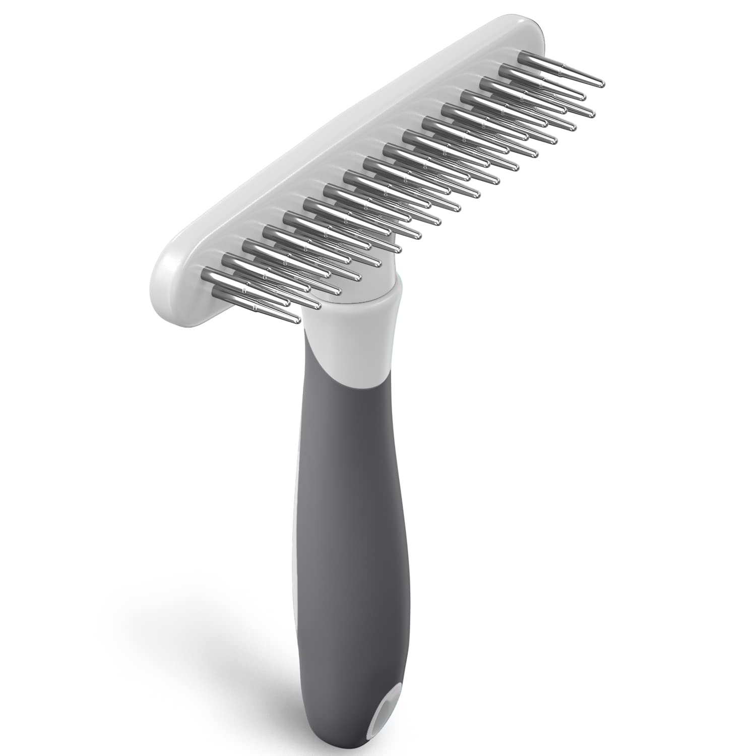 DOGI dog rake deshedding brush front view with dual rows of pins for gentle grooming